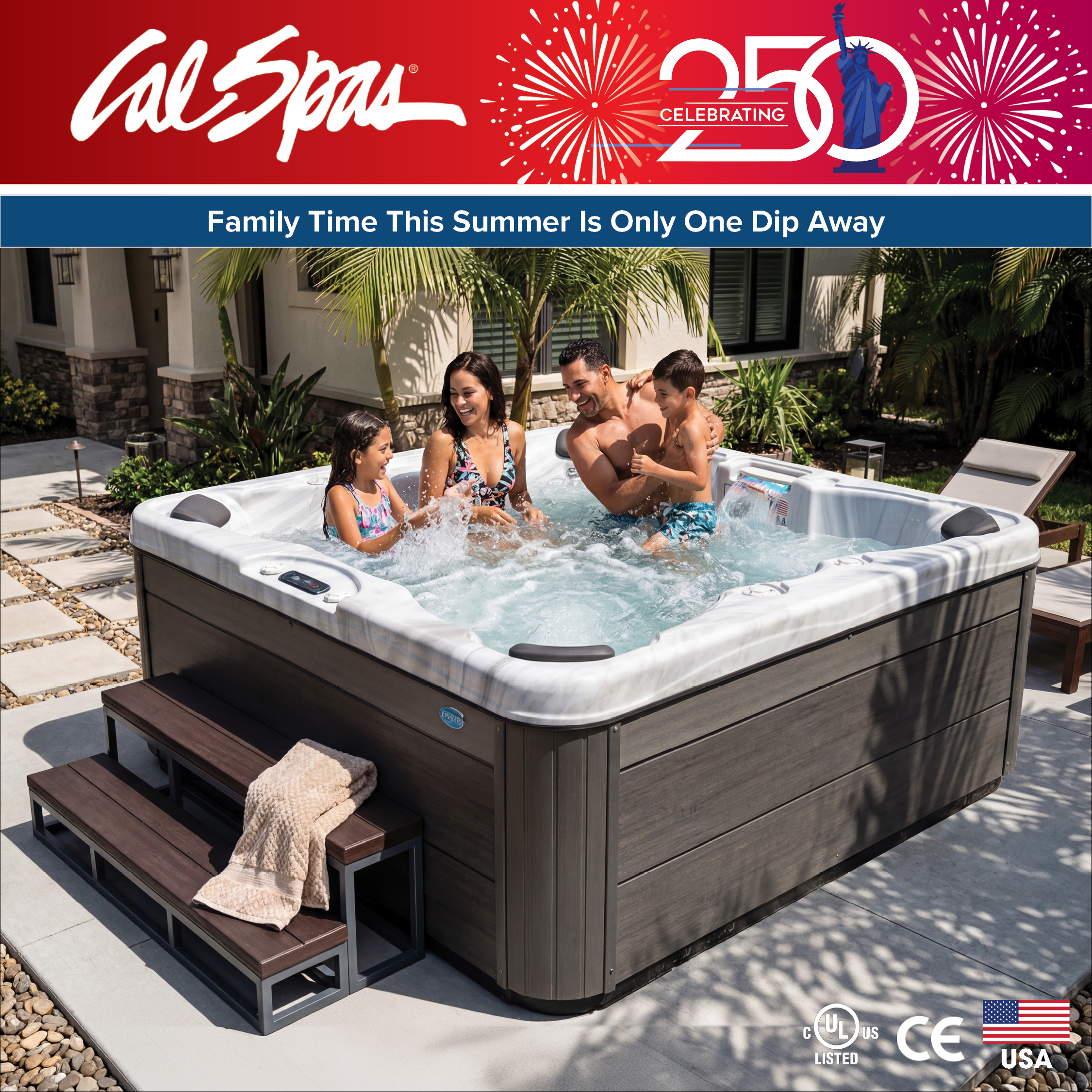 Calspas hot tub being used in a family setting - Yuma